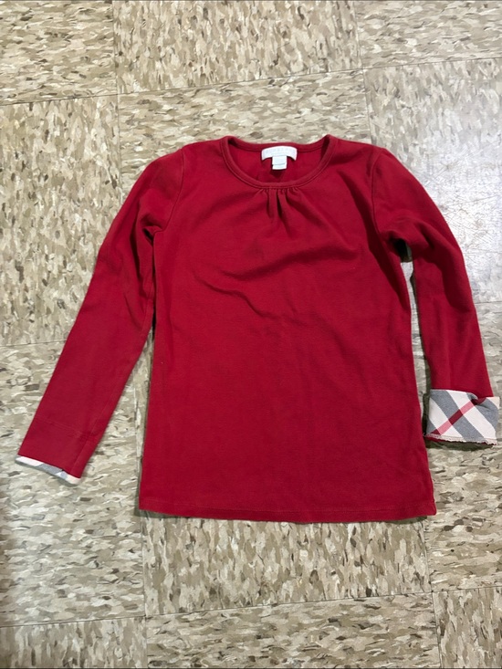 Burberry Other - Burberry Girls Red Long-Sleeve Tee with Plaid Cuff